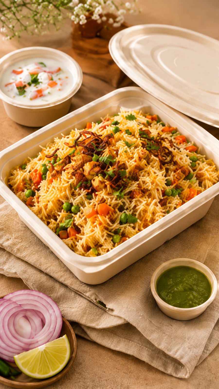 Takeaway containers for cloud kitchens delivery ready tamper proof from Biodee eco friendly packaging manufacturer Goa